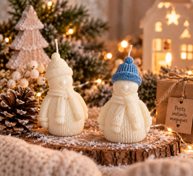 Bougie bonhomme de neige